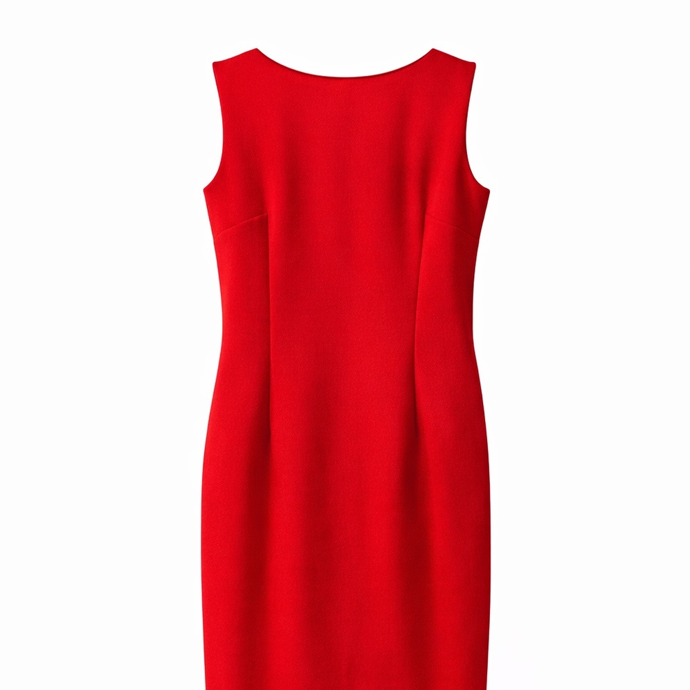 Calvin Klein Red Sleeveless Sheath Dress Gold Zip Size 6